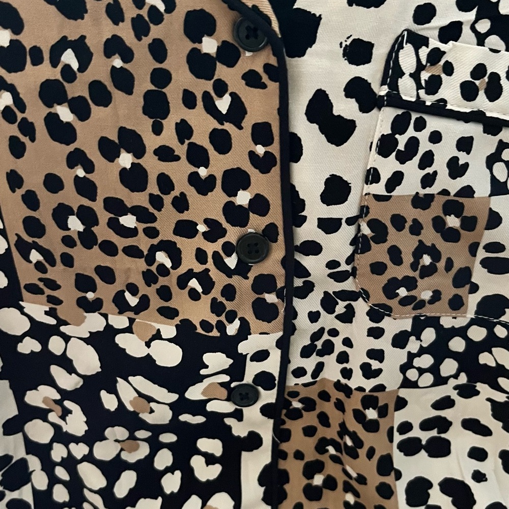 Leopard Print Black and Tan Pajama Set
